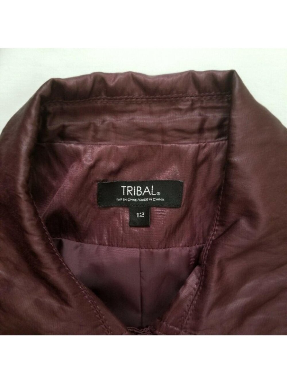 Tribal Women’s Long Sleeve Lined Burgundy Button-Up Coat Jacket Size 12 - Picture 8 of 16
